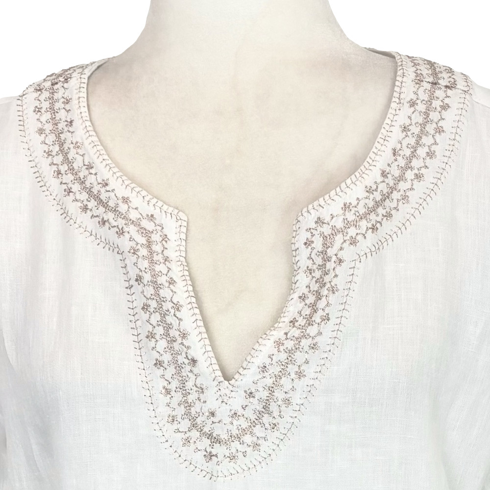 St. Tropez white linen tunic blouse